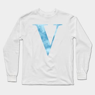 Clouds Blue Sky Initial Letter V Long Sleeve T-Shirt